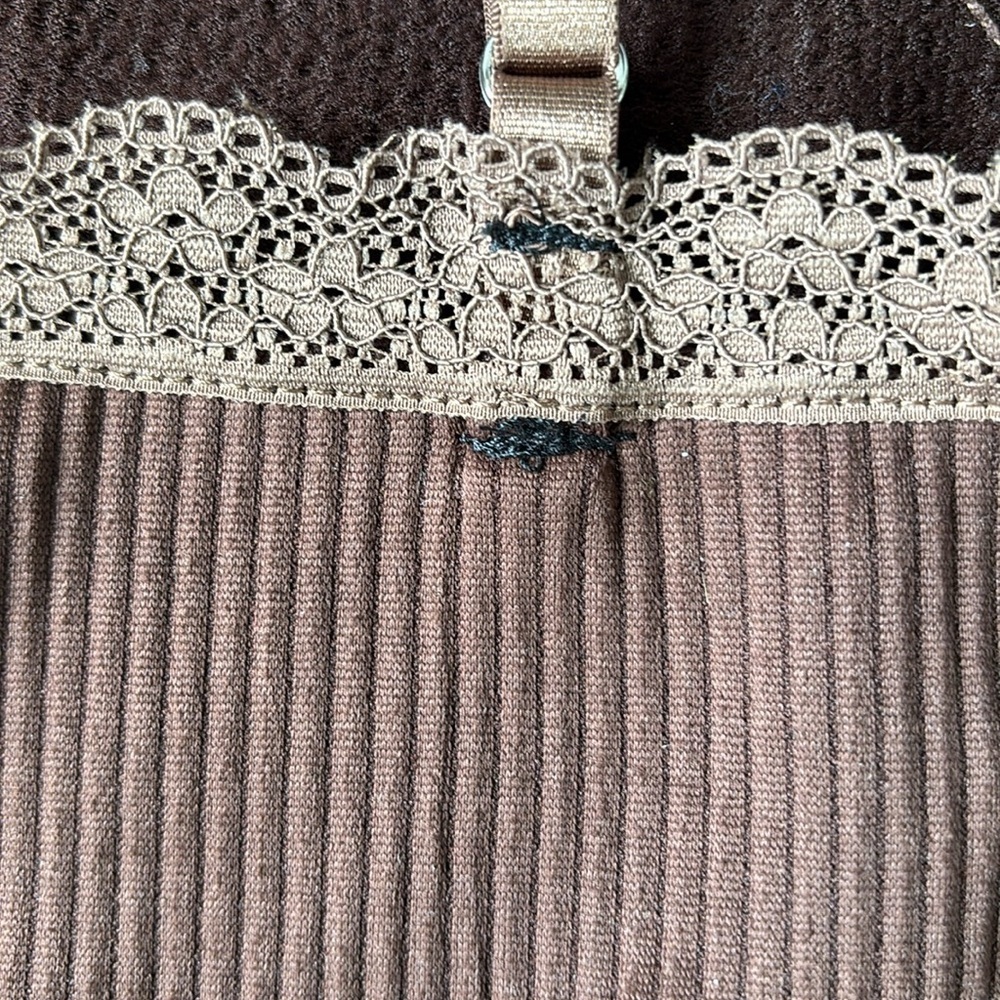 SzM H&M Divided Brown/Mocha Lace Ribbed Cami VGUC - Picture 4 of 4